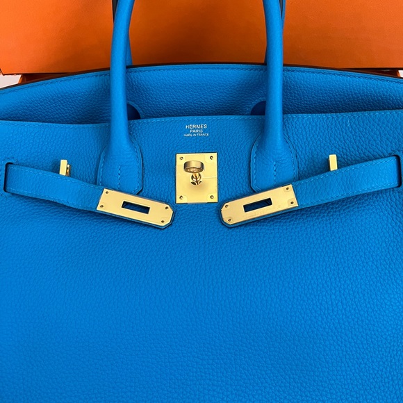 100% authentic Hermes birkin 30 blue hydra togo GHW - Picture 3 of 15